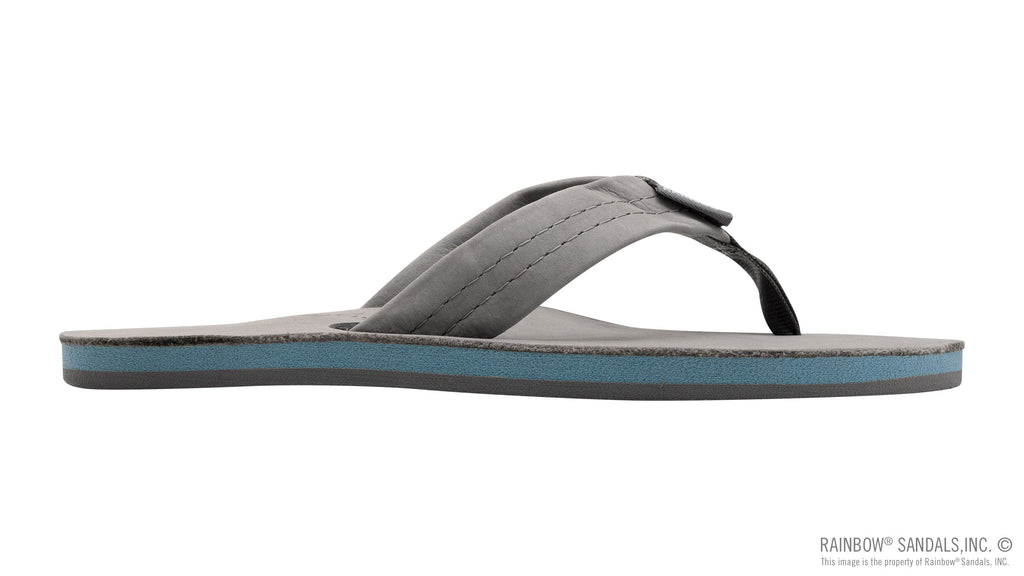 Signature Series -  Women's Single Layer Premier Grey Leather Lt. Blue Midsole 1" Wide Strap