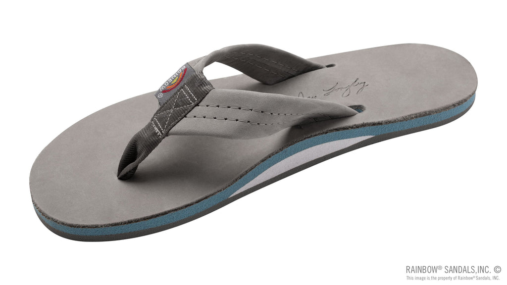Signature Series -  Women's Single Layer Premier Grey Leather Lt. Blue Midsole 1" Wide Strap