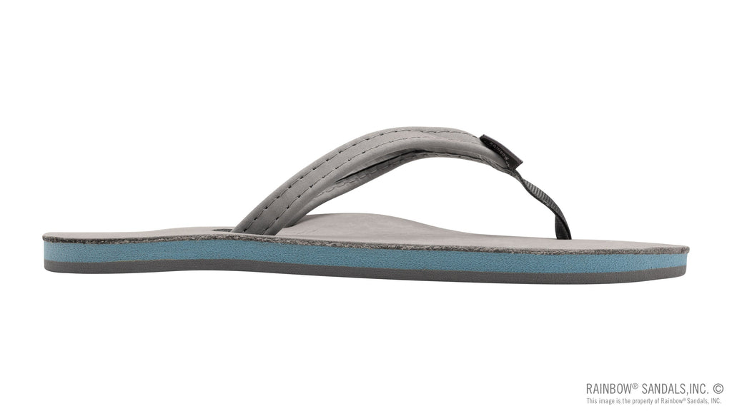 Signature Series -  Women's Single Layer Premier Grey Leather Lt. Blue Midsole 1/2" Narrow Strap