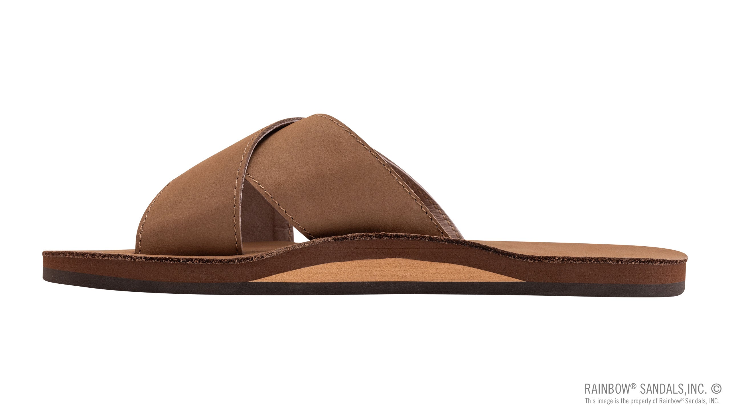 Premier Leather Single Layer Arch Cross Strap Flat Stitch