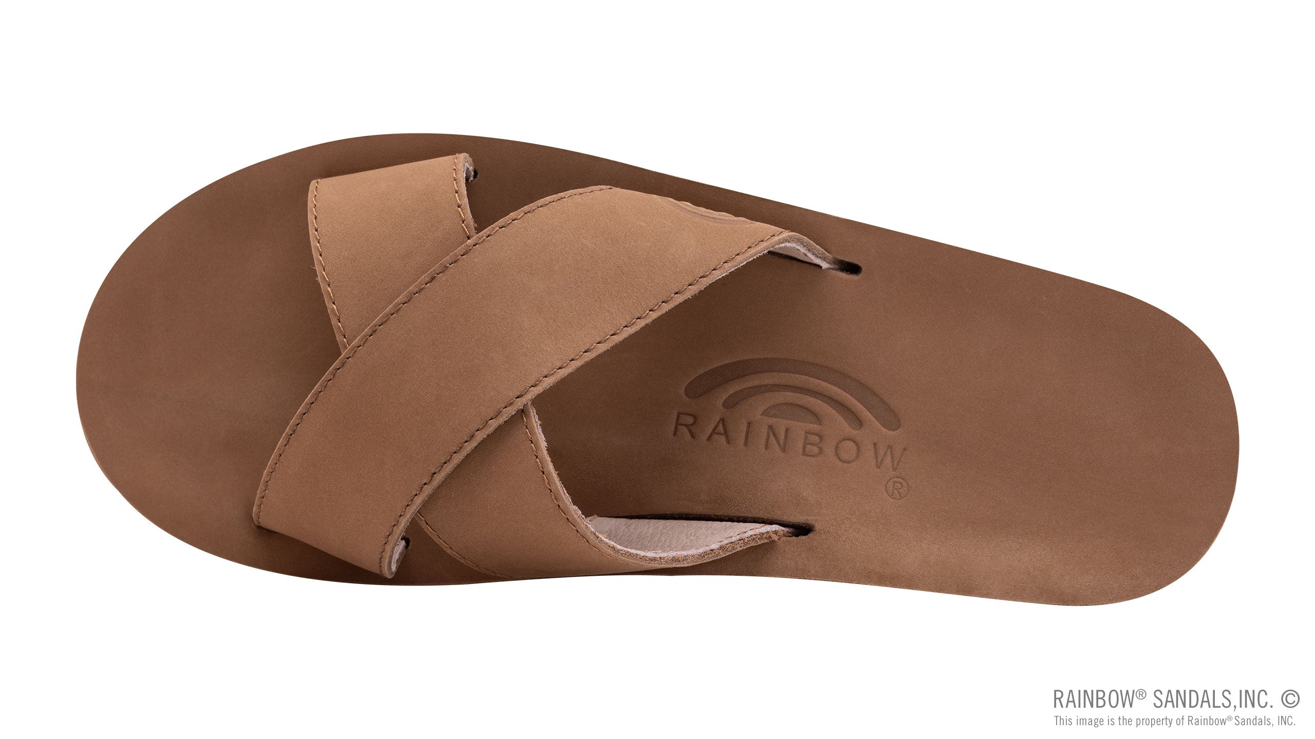 Premier Leather Top Sole Single Layer Arch Cross Strap Flat Stitch Slide