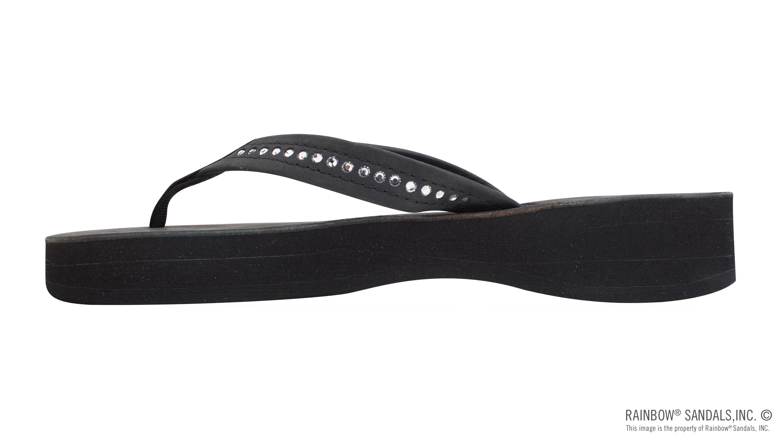 Four Layer Leather Wedge - 3/4" Strap with Crystals