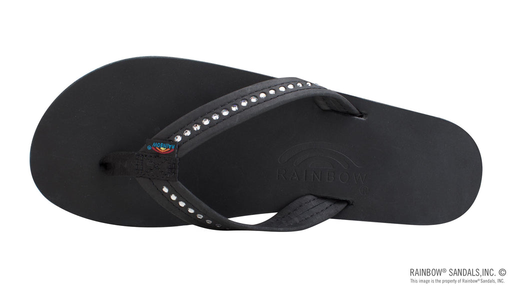 Four Layer Leather Wedge - 3/4" Strap with Crystals