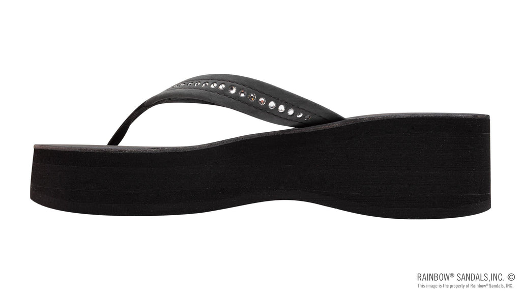 Six Layer Leather Wedge - 3/4" Strap with Crystals
