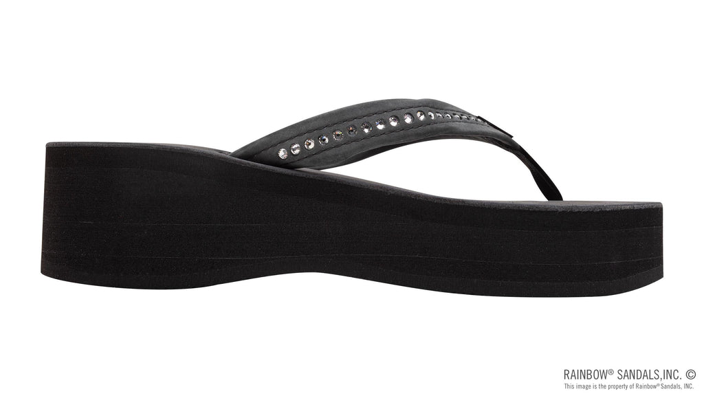 Six Layer Leather Wedge - 3/4" Strap with Crystals