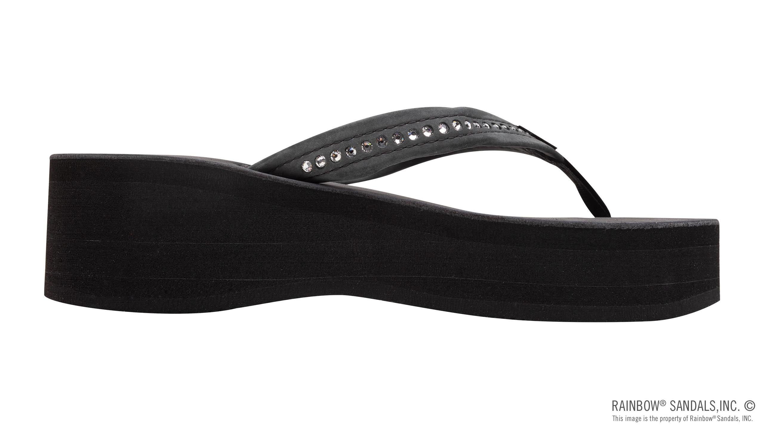 Six Layer Leather Wedge - 3/4" Strap with Crystals