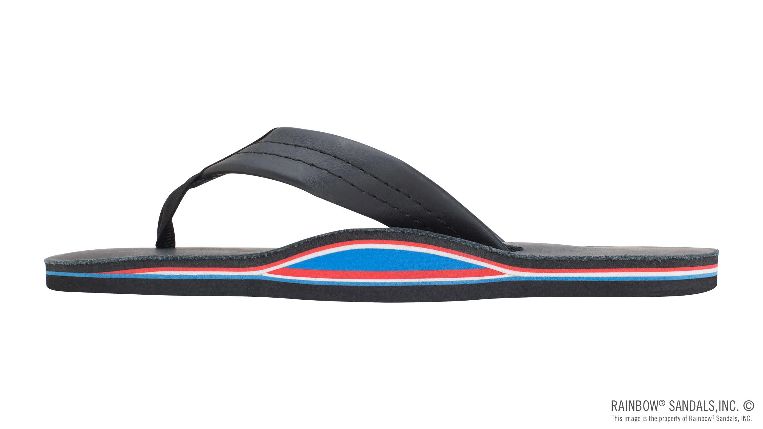 The Americana - Women's Single Layer Classic Leather Red White & Blue Mid Sole with a 1" Strap