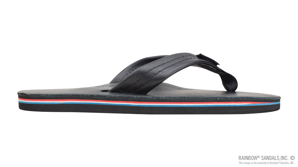 The Americana - Men's Single Layer Classic Leather with Red White & Blue Mid Sole
