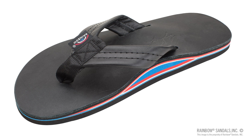 The Americana - Men's Single Layer Classic Leather with Red White & Blue Mid Sole
