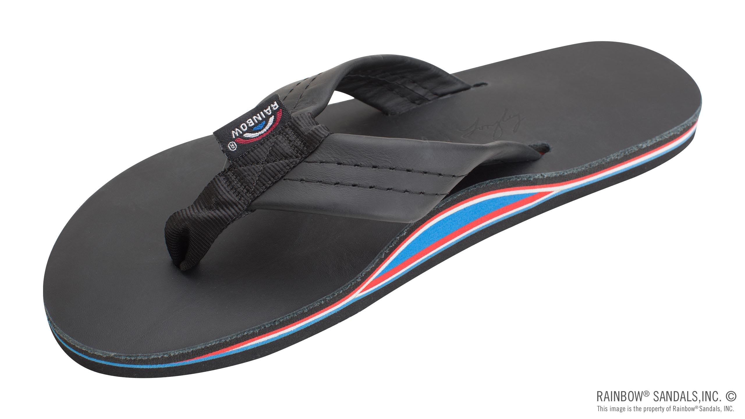 The Americana - Women's Single Layer Classic Leather Red White & Blue Mid Sole with a 1" Strap