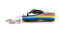 Six Layer Rainbow Wedge Key Chain Classic Black Leather