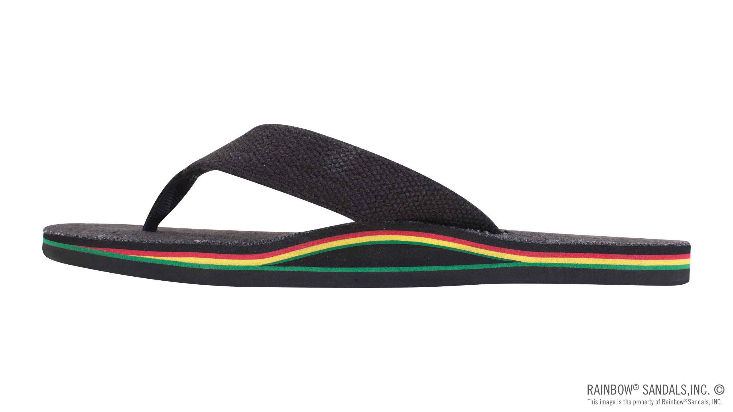 The Rastafarian - Single Layer Black Hemp with Rasta Mid Sole and 1" Strap