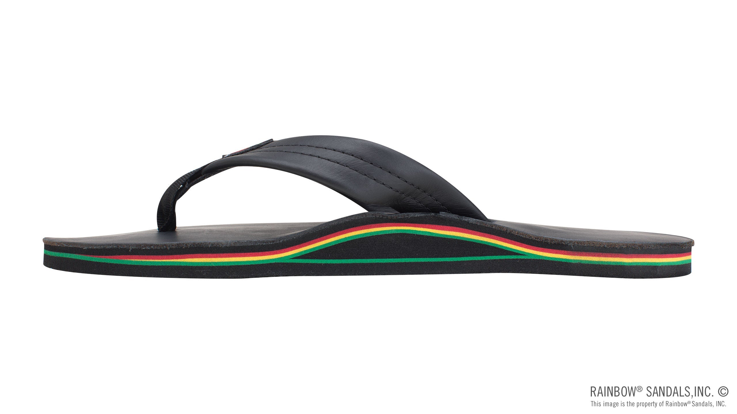 The Rastafarian - Single Layer Classic Black Leather with Rasta Mid Sole